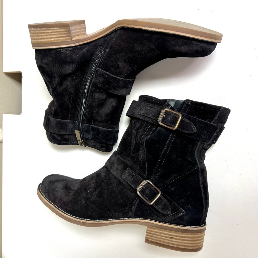 PAUL GREEN black suede casual boots comfy biker western women’s size 7US